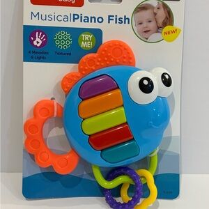 Playtex Baby Musical Piano Fish Toy 4 Melodies & Lights Textured 3+ Months